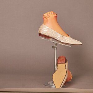 1960s Oomphies Gold Ivory Flats Sparkly Shoes